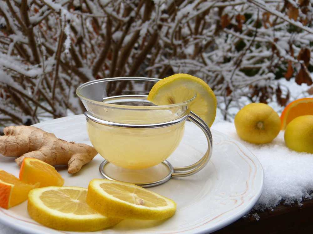 Tee mit Honig und Zitrone - das ideale Getränk - Bienen Honigtropfen